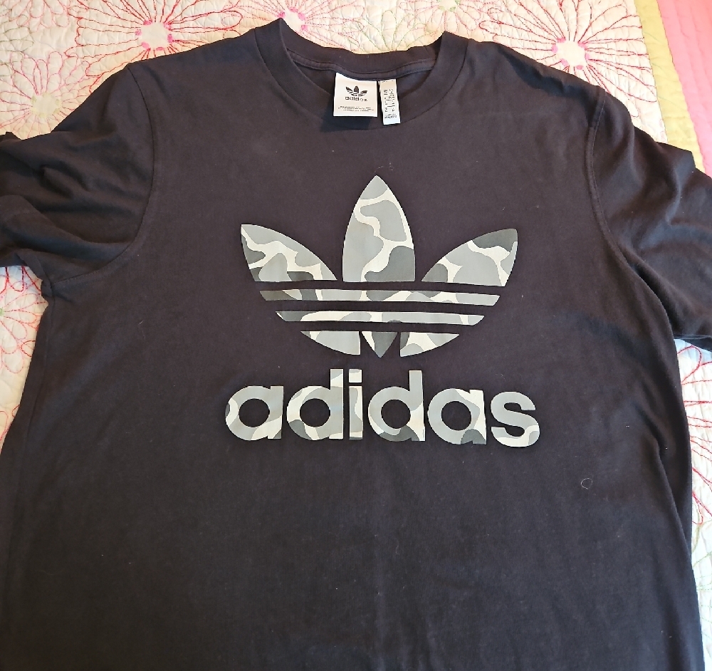 Adidas Black and Gray Trefoil Short Sleeve Tee